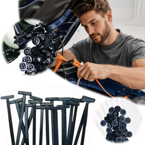Man using Heavy Duty Universal Nylon Cable Tie Buckles Self Locking Zip Ties Holder For Auto Bumpers Retainers And Fasteners