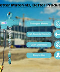 Teal MTC crane air hoist with chain and hook, pendant control, 500 lb capacity