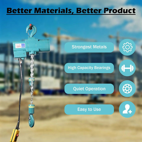 Teal MTC crane air hoist with chain and hook, pendant control, 500 lb capacity