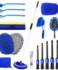 62 Inch Car Wash Kit With Mitt Sponge Long Handle Scratch Free Chenille Head Wheel Tire Brush Detailing Kit 20 Piece Set
