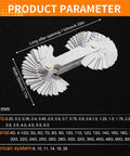 Metal screw pitch gauge with fan-like blades for metric, imperial, and US thread pitches