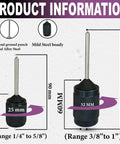 Steel Universal Punch Set Pro Grade Hardened Alloy Punch Pins And Mild Steel Body sizes detailed, small and large.