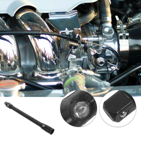 Flexible Socket Extension Sleeve Half Inch Drive Bendable Wrench Rod, 350mm Long for Automotive and Home Repair shown in use