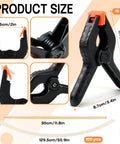 Arch Clip Kit For Balloons showing black plastic clip with measurements and additional accessories