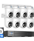 All Weather 360 Degree PTZ Security Camera System With Color Night Vision, 8 X 5MP IP67 Outdoor Cameras, and 5MP DVR 8CH with 1TB HDD