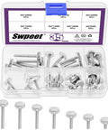 Thumb Screw Set With Knurled Flat Heads, Fully Threaded, 35-Piece Nickel Plated Assortment In 7 M4 Sizes: 8mm 10mm 12mm 16mm 20mm 25mm 30mm shown in box