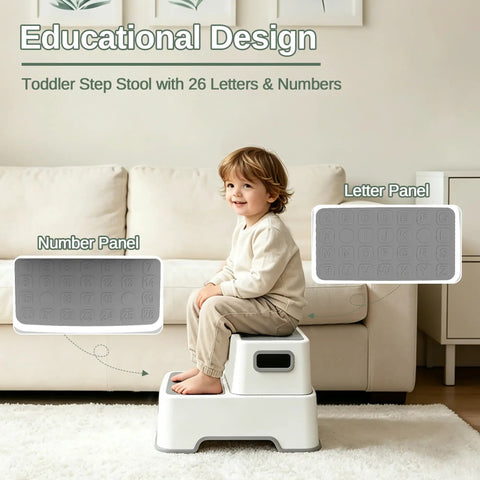 Rock Solid Toddler Step Stool For Bathroom Sink With Super Grippy Non Slip Base And Double Layer Platform Giving Little Ones Safe Counter Height Access In Classic Gray