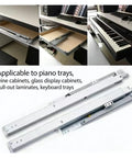 Top Shelf Bottom Mounted Drawer Slides One Pair Concealed Guide 16 Inch shown with applications for kitchen and office use.