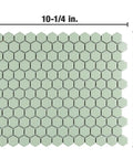 Metro Minty Hex Gloss Porcelain Tile For Floors And Walls, 1 Inch Hex, 10-1/4 By 11-7/8 Inches, Mesh Mounted Mosaic