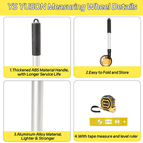 Heavy Duty Digital Walking Measuring Wheel For Construction With 4 Inch Tire And Integrated Level Ruler Nails The Job Every Time With One Click Reset And Feet Counter That Logs Up To 9999 Feet Smooth As Silk