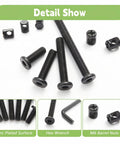 No Sweat Crib Screw Replacement Kit With M6 Hex Drive Furniture Bolts Barrel Nuts And Dowel Pins for quick assembly fixes, featuring black zinc screws.