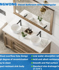 Full view of modern bathroom vanity with 14 Inch Round Vessel Sink For Bathroom White Ceramic Porcelain Vanity Basin Above Counter Modern Round Countertop Sink 14x14 Durable Scratch Resistant Easy Care For Cabinet Vanity