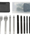 All In One Leather Punch Tool Set 11 Piece With Hollow Punches 1 To 6mm And Diamond Stitching Chisels 1 2 4 6 Prong DIY Kit