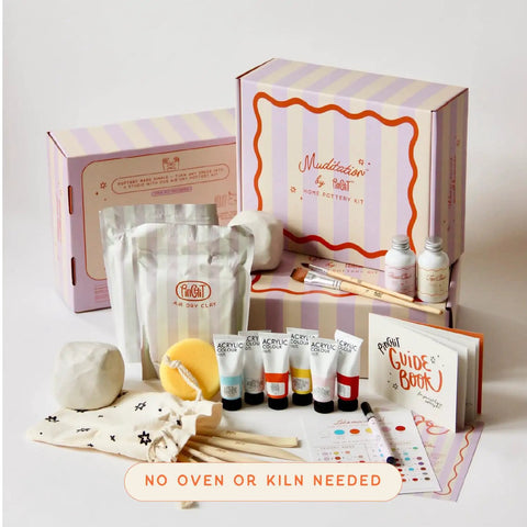 Air Dry Clay Pottery Kit For Adults Complete Craft Set With Tools Paints And Guide Beginner Friendly No Kiln Needed
