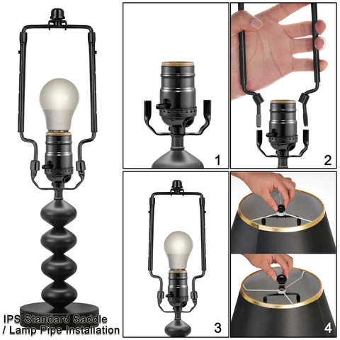 Adjustable 7 To 10 Inch Lamp Harp Kit For Standard Lamp Rod And E26 Base with All In One Fitter Heavy Duty Harp and Finial installation