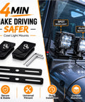 No Drill Clamp On Hood Mount LED Light Bar Brackets For A Pillar Ditch Lights Extensions on truck hood with tools included