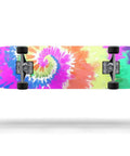 Spiral Tie Dye Vinyl Wrap Kit For Skateboard Decks Dope Scratch Resistant Protective Skin Decal Wrap displayed on skateboard