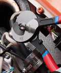 Pro Grade Heavy Duty Cable Cutter And 9 Inch Wire Snips cutting copper wire in tight electrical space with high density steel blades.