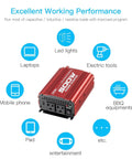 Heavy Duty Car Power Inverter Pumps Out Five Hundred Watts From Dc Twelve To Ac 110V With Dual Plugs And Quick Usb For Your Rig, showing device use.