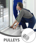 Man installing Rock Solid Double Bearing Sliding Door Pulley With Hella Smooth V Groove Wheel for barn doors.
