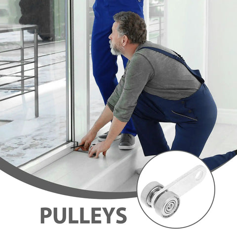 Man installing Rock Solid Double Bearing Sliding Door Pulley With Hella Smooth V Groove Wheel for barn doors.
