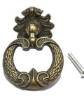 4 Pcs Bronze Drawer Ring Pulls With Screws, Vintage Victorian Floral Pattern Antique Single Hole Handles, ring and screw visible