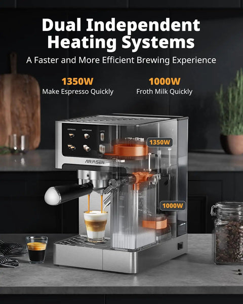 20 Bar Espresso Machine With Automatic Milk Frother For Cappuccino And Latte, Dual Boiler Coffee Maker, Stainless Steel