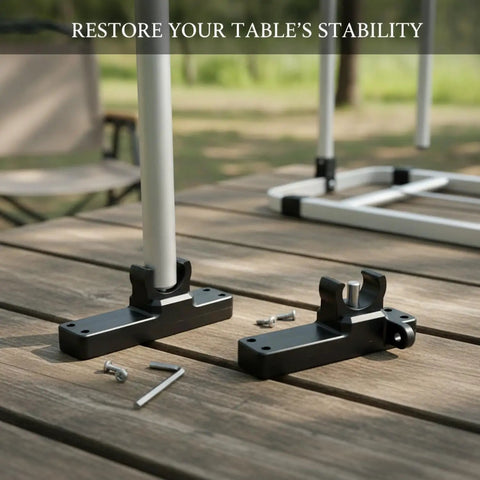 Heavy Duty Folding Table Connector Kit 2 Pack With Screws For Camping And Patio Slatted Tables Replaces Damaged Hinge Connectors And Keeps Your Table Solid While You Grill Or Get Work Done, black aluminum alloy