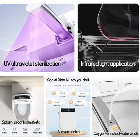 Heated Smart Bidet Toilet Seat With Self Cleaning Stainless Steel Nozzle And Adjustable Water Pressure Vortex Wash Plus Warm Air Dryer Led Nightlight Slow Close Seat For No Sweat Diy Install And Downright Sweet Comfort features UV sterilization and infrared light application.