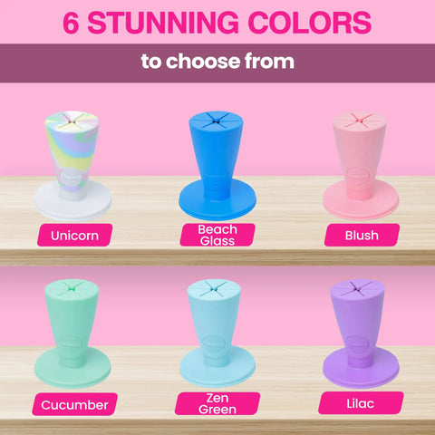 Six colored Hinge Untippable Nail Polish Bottle Holder With Anti Spill Stand Tilted Grip And Smartgrip Airlock Suction