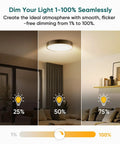 Hassle Free Wireless Dimmer Switch With Magnetic Remote Single Pole Light Control Neutral Wire Required No App Drama Reliable Everyday Glow For Dimmable LED And CFL Fixtures showing brightness levels from 1% to 100%.