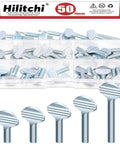 Tough As Nails Fifty Piece Full Thread Thumb Screws Five Sizes Quarter Twenty Carbon Steel Finger Tight Hardware Kit in storage case