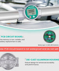 2 Inch Waterproof Turbine Water Flow Meter With NPT Thread 16 to 160 GPM highlighting PCB and aluminum housing