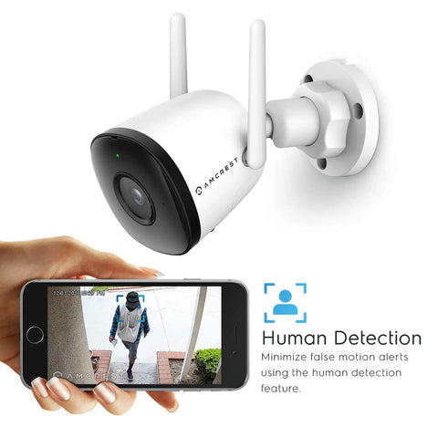 1080P Outdoor WiFi Security Cam With 102 Degree Field Of View, 98ft Night Vision, Built In Mic, 2MP Bullet IP Surveillance With Phone View