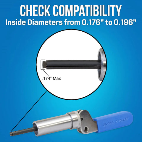Steel Barrel Fastener Plunger Tool For CATV Installations Fits Barrel Fasteners 0.176 To 0.196 Inches with blue handle