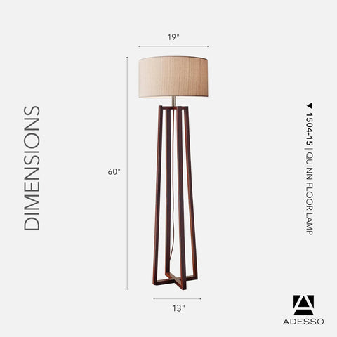 Walnut Birch Wood Floor Lamp With Natural Linen Drum Shade Three Way Dimmable Light For Bedroom And Living Room Modern Minimalist Crisscross Base 60 Inch Tall Cozy Vibe For Home Decor showing dimensions