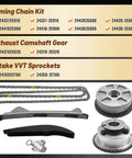 2.0L Timing Chain Kit With Camshaft Sprockets For Hyundai Elantra 2017 To 2020 Kona 2018 To 2021 Veloster 2019 To 2021 And Kia Forte 2017 To 2022 with chain, gears, and sprockets displayed