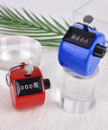 Heavy Duty 2 Pack Metal Clicker Counter With 4 Digit Mechanical Hand Tally Display Battery Free Operation close-up of red and blue counters