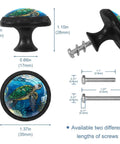 4 Pack Stained Glass Sea Turtle Cabinet Knobs Set Totally Dope Glass Drawer Knobs dimensions and screw options
