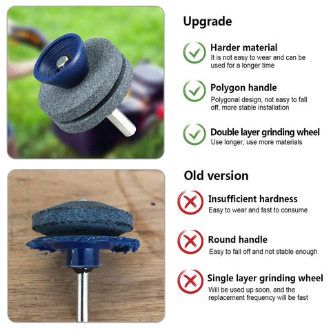 Double Layer Corundum Lawn Mower Blade Sharpener for Any Drill Universal Sharpening Tool With Dual Grindstones