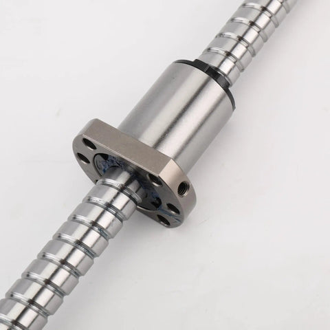 SFU5010 Ballscrew Kit Runs Slick With Precision Ball Nut And Heavy Duty BK BF Bearing Supports Built Like A Tank For CNC Mods And Garage Build Projects, close-up view of ball nut and bearing.