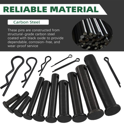 Black Stainless Steel Cotter Pin Kit With 100 Pieces Includes Split Pins R Clips Single Hole Clevis Pins And 16 Sizes In A Clear Storage Box