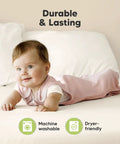Baby wearing Two Pack Organic Cotton Baby Sleep Sacks 0.5 TOG For 6 To 18 Months Butterflies Pattern Wearable Blanket on bed