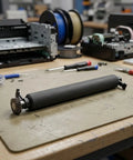 Rubber Bearing Platen Roller Kit For Zebra GK420D GX420D GK430D GX430D ZP450 ZP500 ZP505 ZP550 Printers To Prevent Paper Jams And Keep Work Flowing Smooth Like Butter High Quality Do Not Stress You Will Be Glad It Runs Smooth Guaranteed Today. black rubber platen roller with gear on workbench