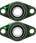 UCFL202-10 2-Bolt Flange Bearing Units 5/8 Inch Bore Cast Iron Housing With Set Screw Locking, Rugged 2-Pack Mounted Shaft Support