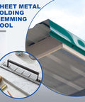 18 Inch Sheet Metal Folding Tool Steel Bender for standing seam roofing installation close-up on roof edge and tool in use