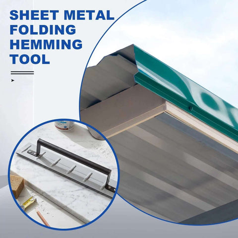 18 Inch Sheet Metal Folding Tool Steel Bender for standing seam roofing installation close-up on roof edge and tool in use