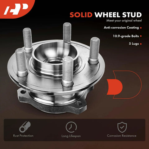 Solid wheel stud for Two Pack Front Wheel Bearing And Hub Assembly For AWD Dodge Charger Challenger Magnum And Chrysler 300 5 Lug Compatible With 2005 2023 Models Reliable Sealed Bearings For Smooth Ride And Quiet Operation Easy To Install