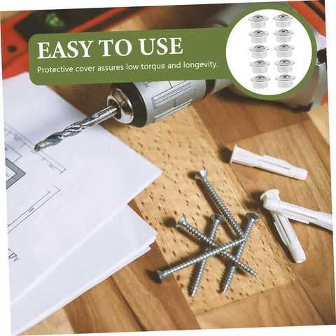 10 Pack Metal Bearing Swivel Casters for Easy Furniture and Workbench Mobility shown with drill and screws