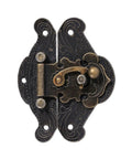 Antique Bronze Hasps Latch Set For Vintage Boxes And Cabinets, ornate brass detail, zinc alloy hardware, front view
